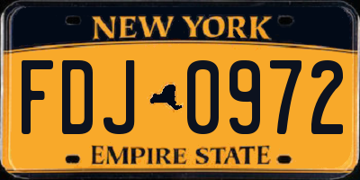 NY license plate FDJ0972