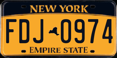 NY license plate FDJ0974