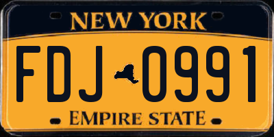 NY license plate FDJ0991