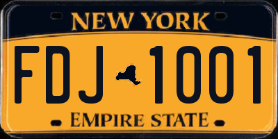 NY license plate FDJ1001
