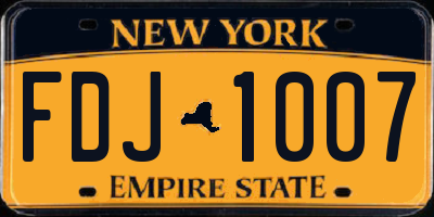 NY license plate FDJ1007