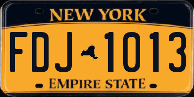 NY license plate FDJ1013