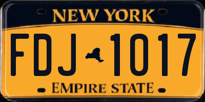 NY license plate FDJ1017