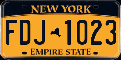NY license plate FDJ1023