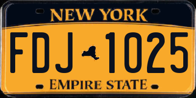 NY license plate FDJ1025