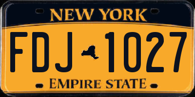 NY license plate FDJ1027