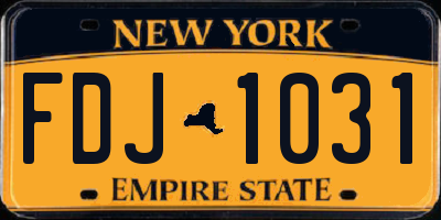 NY license plate FDJ1031