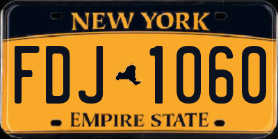 NY license plate FDJ1060