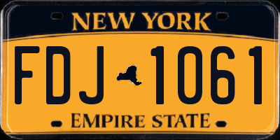 NY license plate FDJ1061