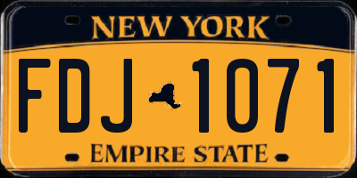 NY license plate FDJ1071