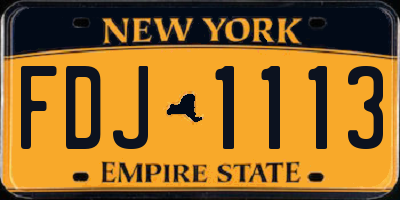 NY license plate FDJ1113