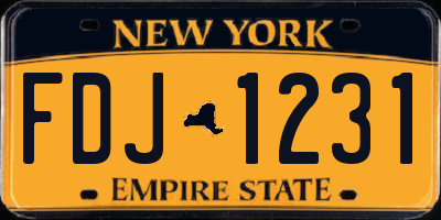 NY license plate FDJ1231