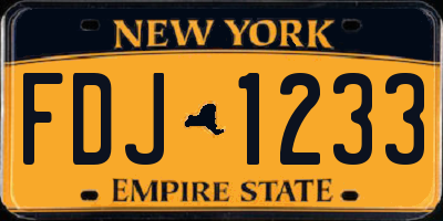 NY license plate FDJ1233