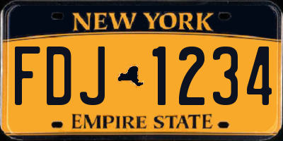 NY license plate FDJ1234