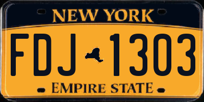 NY license plate FDJ1303