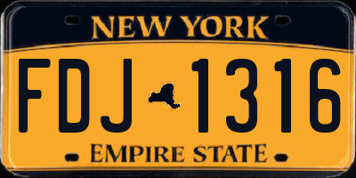 NY license plate FDJ1316
