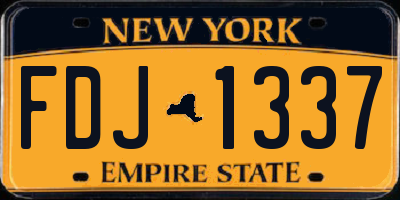 NY license plate FDJ1337