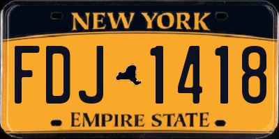 NY license plate FDJ1418