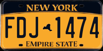 NY license plate FDJ1474