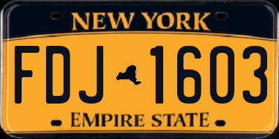 NY license plate FDJ1603