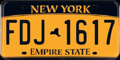 NY license plate FDJ1617