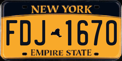 NY license plate FDJ1670