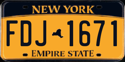 NY license plate FDJ1671