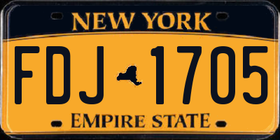 NY license plate FDJ1705