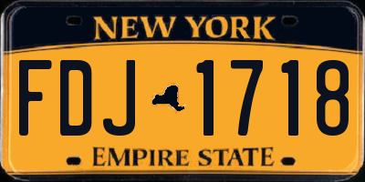 NY license plate FDJ1718