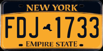 NY license plate FDJ1733