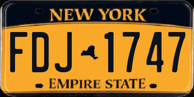 NY license plate FDJ1747