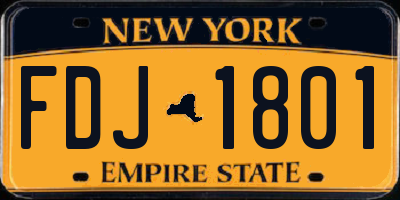 NY license plate FDJ1801