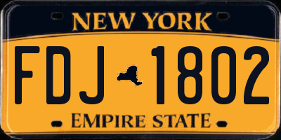 NY license plate FDJ1802