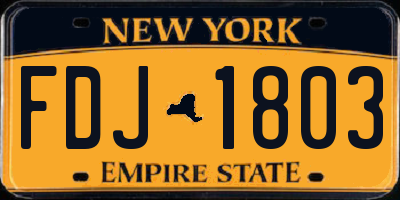 NY license plate FDJ1803