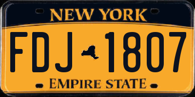 NY license plate FDJ1807