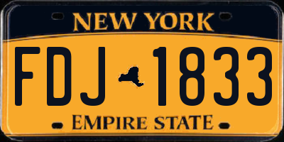 NY license plate FDJ1833