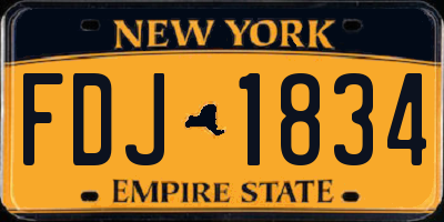 NY license plate FDJ1834