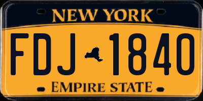 NY license plate FDJ1840