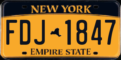 NY license plate FDJ1847