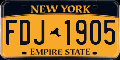 NY license plate FDJ1905