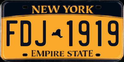 NY license plate FDJ1919
