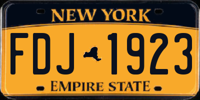 NY license plate FDJ1923