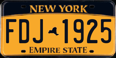 NY license plate FDJ1925