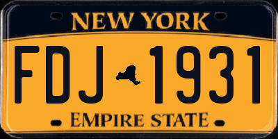 NY license plate FDJ1931