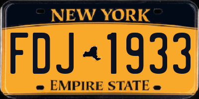 NY license plate FDJ1933