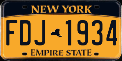 NY license plate FDJ1934