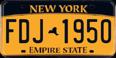 NY license plate FDJ1950