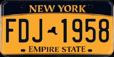 NY license plate FDJ1958