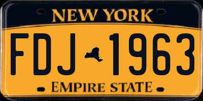 NY license plate FDJ1963