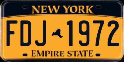 NY license plate FDJ1972